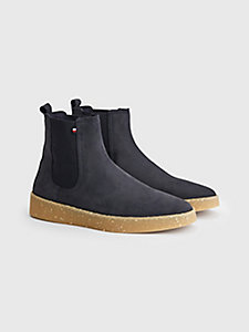 blue elevated nubuck leather chelsea boots for men tommy hilfiger