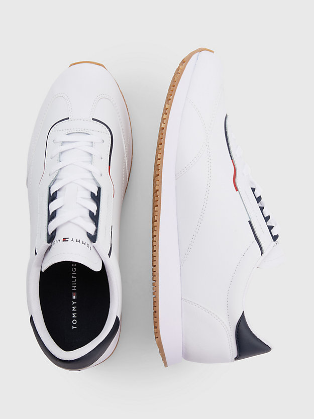 WHITE Leather Low-Top Runner Trainers for men TOMMY HILFIGER