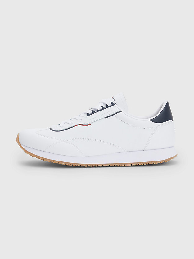 WHITE Leather Low-Top Runner Trainers for men TOMMY HILFIGER