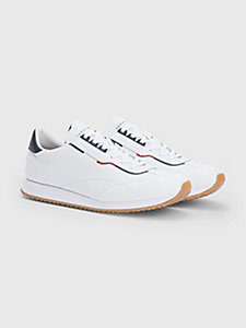 white leather low-top runner trainers for men tommy hilfiger