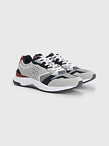 grey th monogram running trainers for men tommy hilfiger