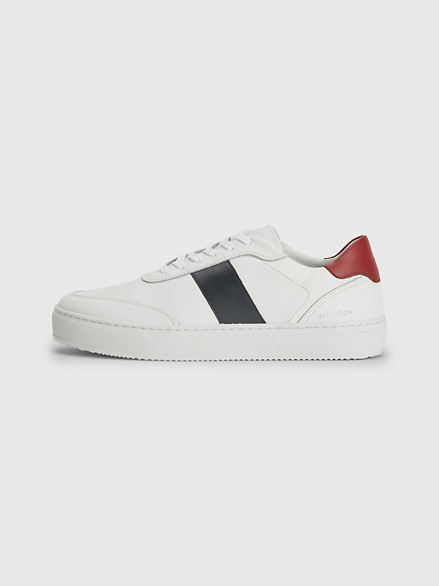 WHITE Premium Colour-Blocked Leather Trainers for men TOMMY HILFIGER