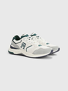 white th monogram suede running trainers for men tommy hilfiger