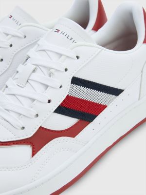 white retro signature webbing cupsole trainers for men tommy hilfiger