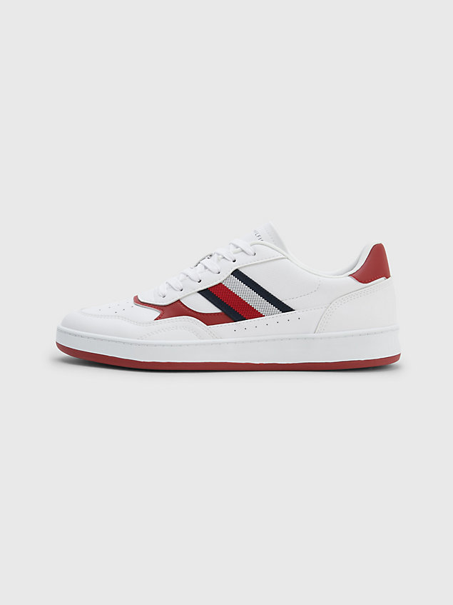 white retro signature webbing cupsole trainers for men tommy hilfiger