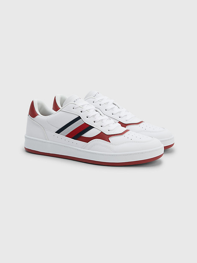 white retro signature webbing cupsole trainers for men tommy hilfiger