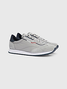 grey mixed texture low-top runner trainers for men tommy hilfiger