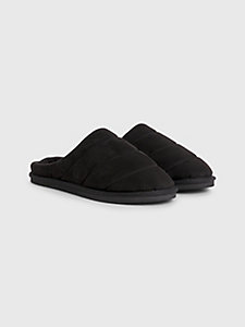black colour-blocked sole home slippers for men tommy hilfiger