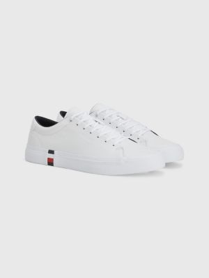 TH leren sneaker signature-tape | WIT | Tommy