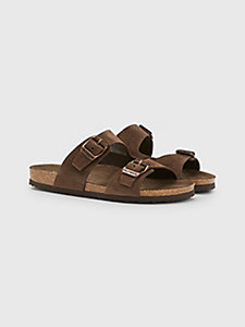 brown suede buckle sandals for men tommy hilfiger