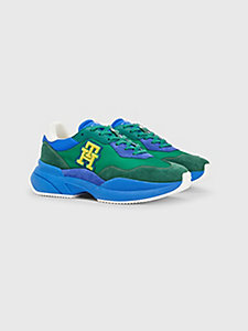 green chunky colour-blocked trainers for men tommy hilfiger