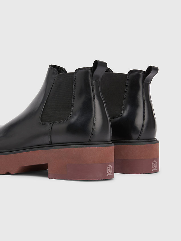 black leather half-cleated chelsea boots for men tommy hilfiger