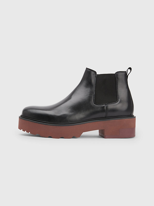 black leather half-cleated chelsea boots for men tommy hilfiger