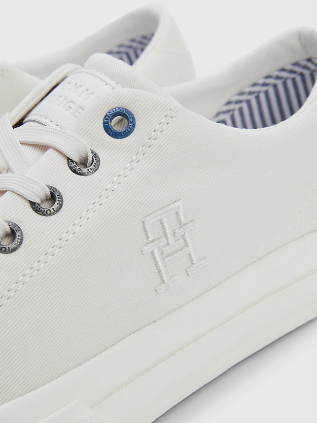 WEATHERED WHITE Canvas Monogram Trainers for men TOMMY HILFIGER