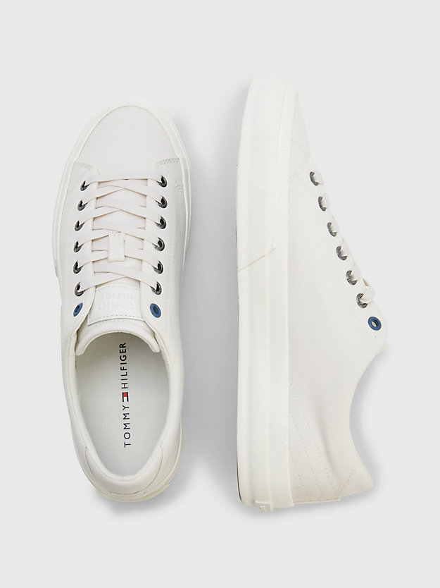 WEATHERED WHITE Canvas Monogram Trainers for men TOMMY HILFIGER
