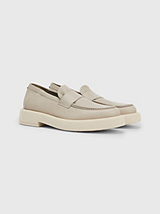 beige chunky leather loafers for men tommy hilfiger