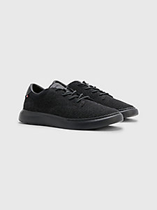 schwarz gestrickter lace-up hybrid-sneaker für herren - tommy hilfiger