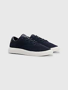 blue knit lace-up hybrid trainers for men tommy hilfiger