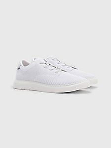 white knit lace-up hybrid trainers for men tommy hilfiger