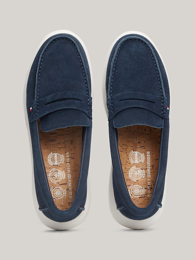 blue suede hybrid loafers for men tommy hilfiger