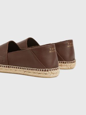 Tommy Hilfiger Vacation Premium Leather Monogram Espadrilles | BROWN | Tommy Hilfiger