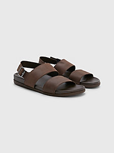 brown leather strap sandals for men tommy hilfiger