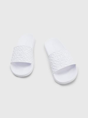 TH Monogram Pool Slides WHITE Tommy Hilfiger