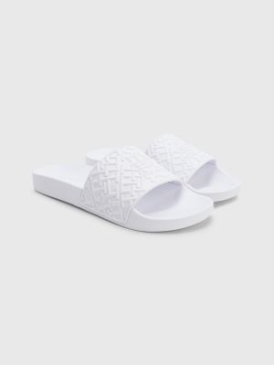 TH Monogram Pool Slides WHITE Tommy Hilfiger