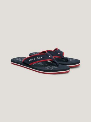 tongs en toile à logo bleu pour hommes tommy hilfiger