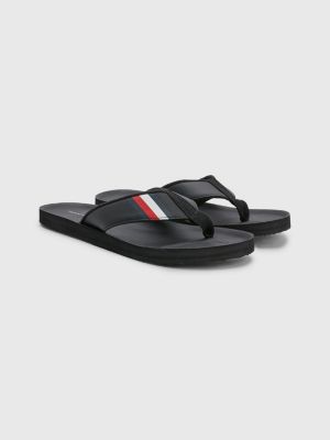 tongs matelassées emblématiques noir pour hommes tommy hilfiger