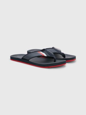 tongs matelassées emblématiques bleu pour hommes tommy hilfiger