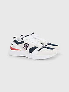 blue th modern monogram mixed panel trainers for men tommy hilfiger