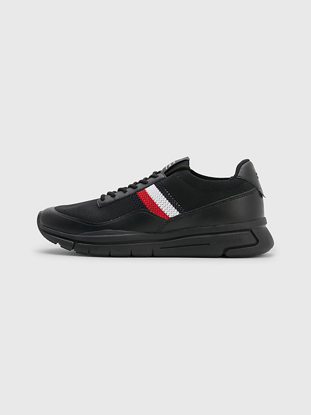 Signature Detail Lightweight Knitted Runner Trainers | BLACK | Tommy ...