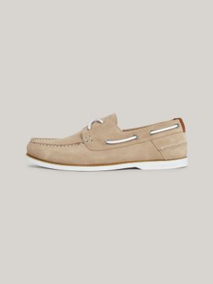 Suede Flag Boat Shoes Beige Tommy Hilfiger