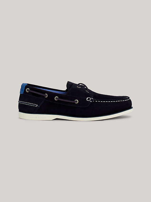 blue suede flag boat shoes for men tommy hilfiger