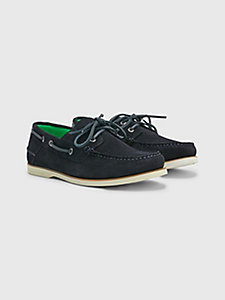 blue suede lace-up boat shoes for men tommy hilfiger