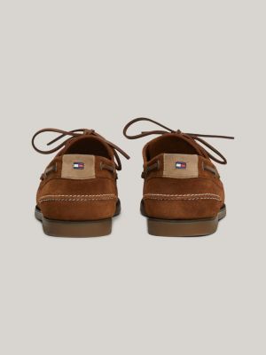 Suede Flag Boat Shoes Brown Tommy Hilfiger
