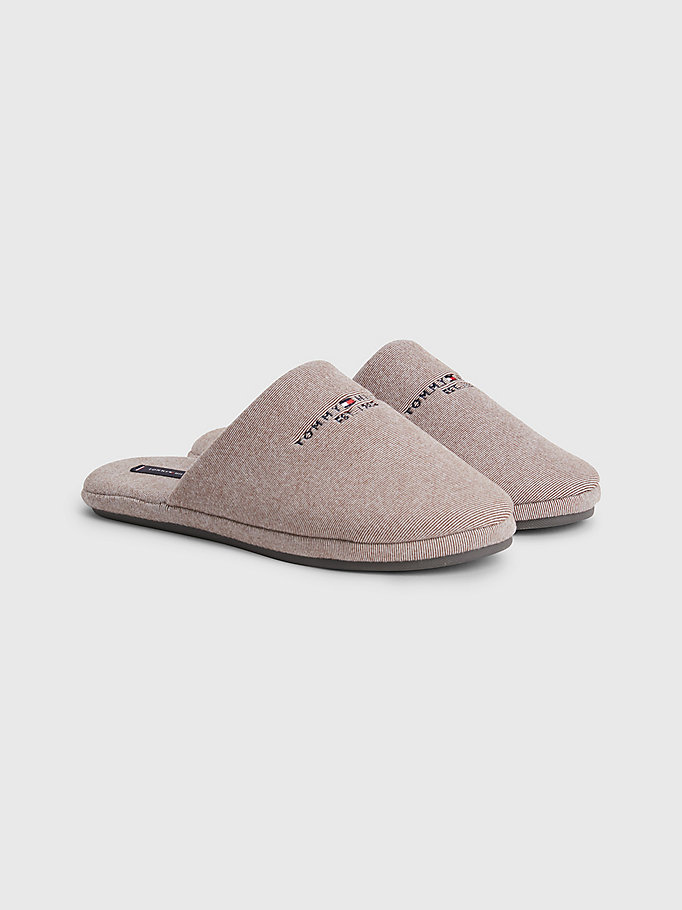 brown essential logo home slippers for men tommy hilfiger