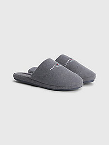 grey essential logo home slippers for men tommy hilfiger