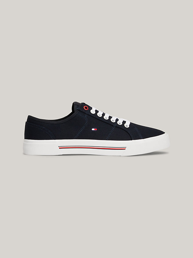 blue essential signature tape canvas trainers for men tommy hilfiger