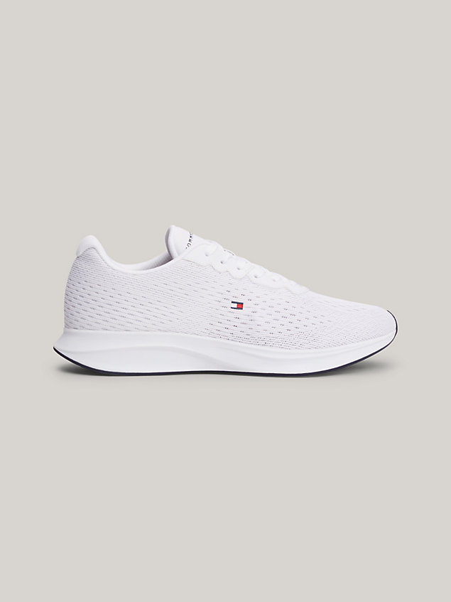 white knit lightweight runner trainers for men tommy hilfiger