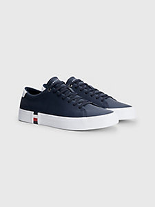 blue signature leather trainers for men tommy hilfiger