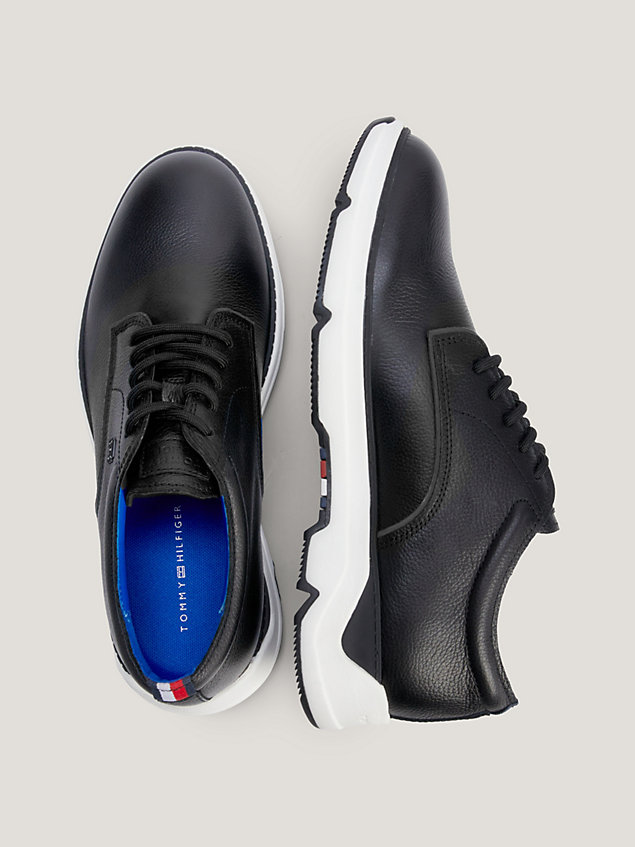 black premium leather hybrid shoes for men tommy hilfiger