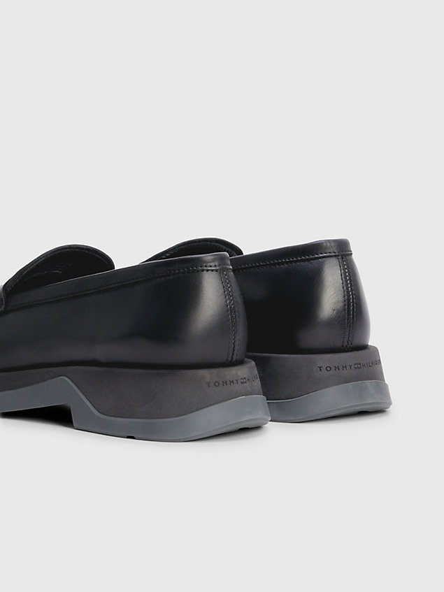 black lightweight leather loafers for men tommy hilfiger