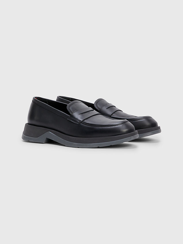 black lightweight leather loafers for men tommy hilfiger