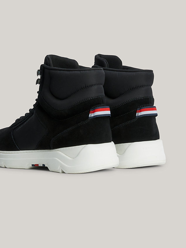 black leather and suede hybrid boots for men tommy hilfiger