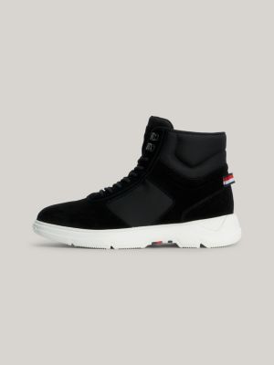 black leather and suede hybrid boots for men tommy hilfiger