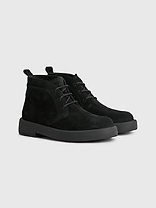 black suede chunky sole lace-up desert boots for men tommy hilfiger