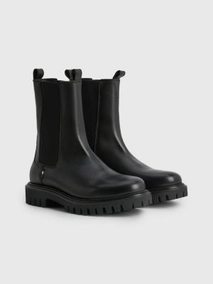 Leather Cleated Chelsea Boots BLACK Tommy Hilfiger