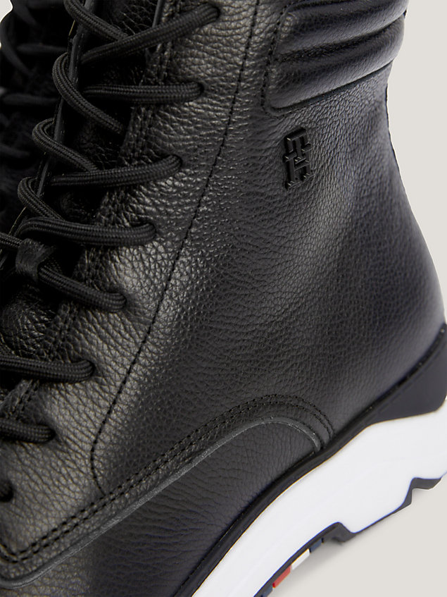 black hybrydowe buty ze skóry premium z monogramem dla mężczyźni - tommy hilfiger